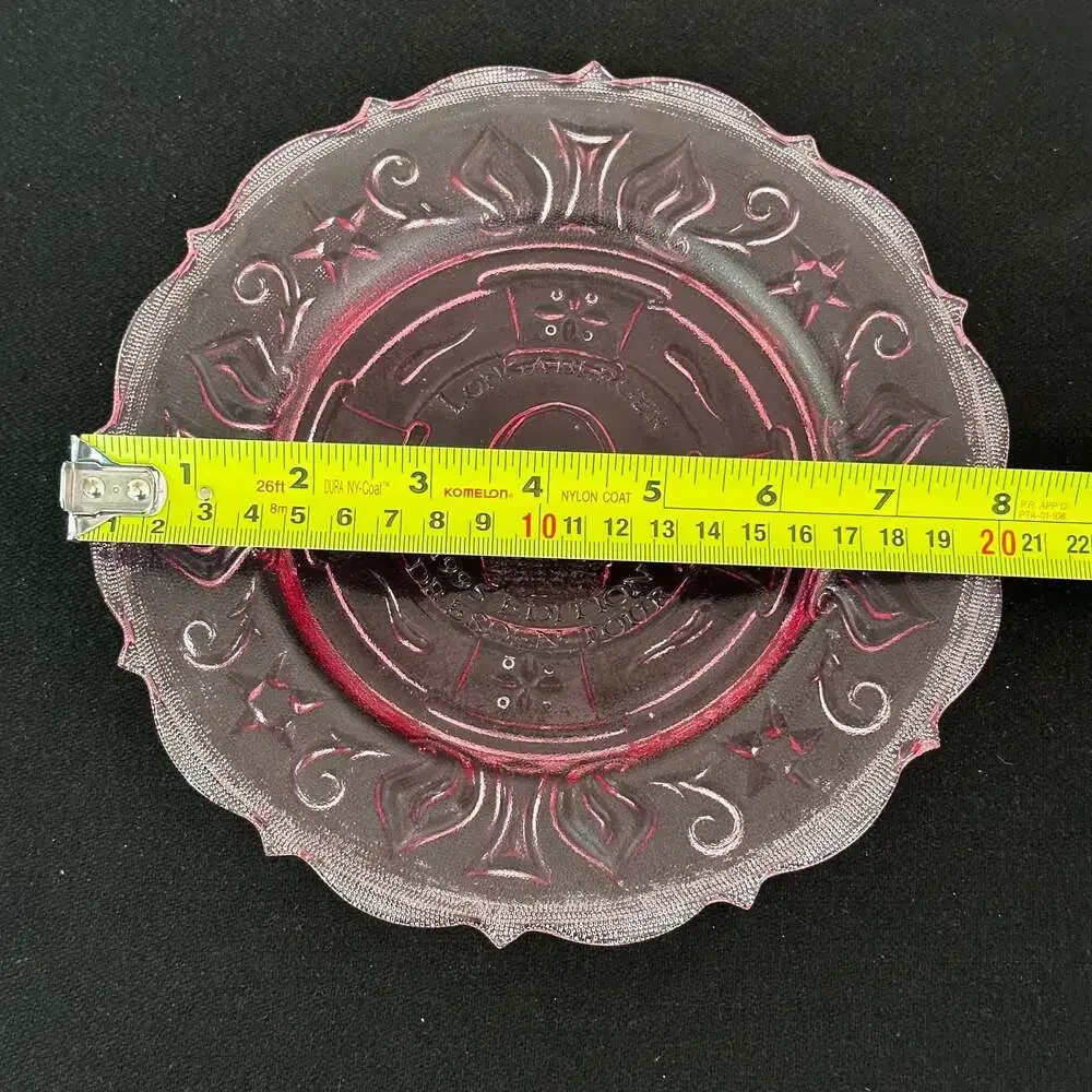 Longaberger 1995 Pink Heisey Dresden Tour Glass Plate Raised Designs